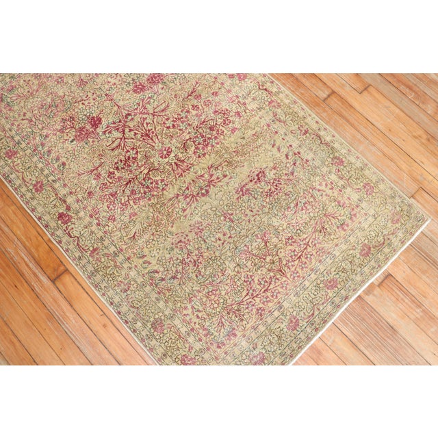 Textile Early 20th Century Traditional Persian Kerman Scatter Rug - 3' x 4'10" For Sale - Image 7 of 7