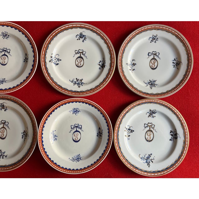 Antique 19th Century French Samson Porcelain Plates Chinese Export Style S Initial Monogram Crest - Set of 6 For Sale - Image 12 of 15