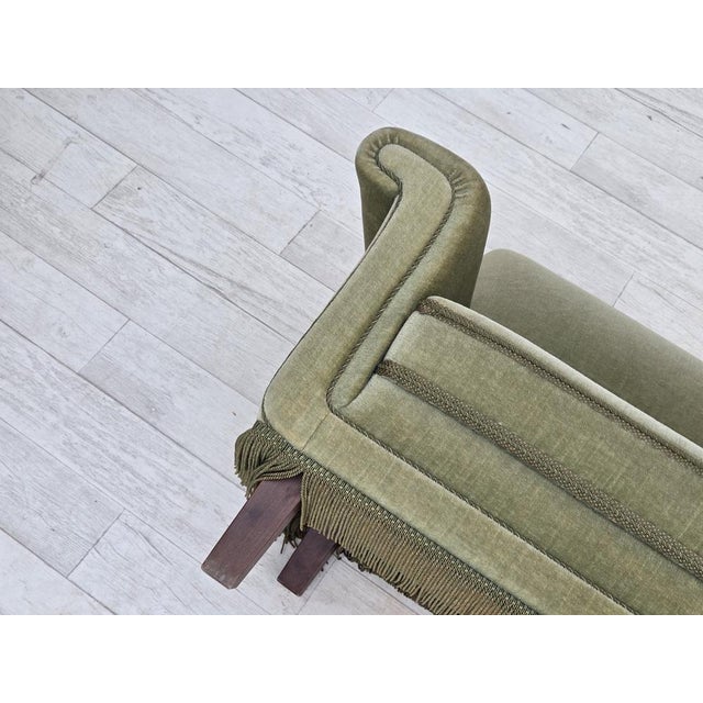 Danish 3-Seater Sofa in Green Velour and Beech, 1970s For Sale - Image 13 of 18