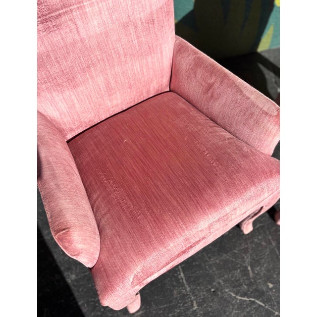 Wood Hollywood Regency Pink Velvet Accent Chair Pair For Sale - Image 7 of 11