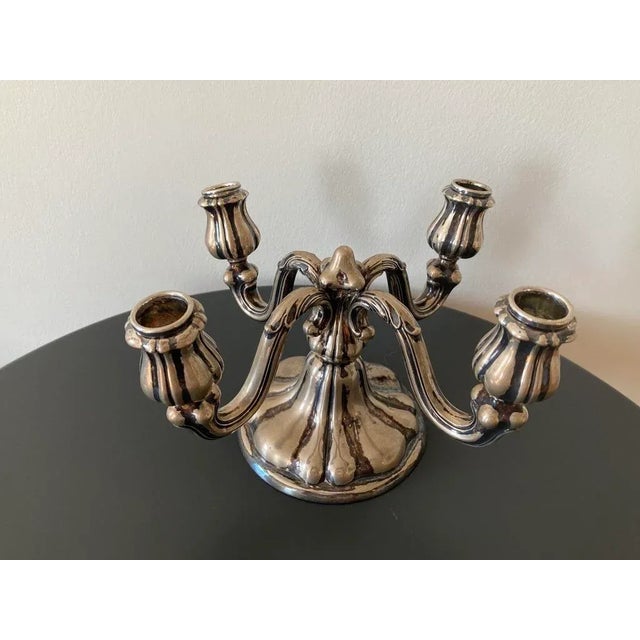 A beautiful German 4-arm silver candelabra from the 19th century, Germany, Europe. A shiny candelabra for traditional...