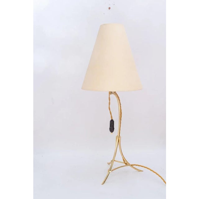 Big Table lamp with fabric shade by rupert Nikoll vienna around 1950s Brass polished and stove enameled The fabric shade...