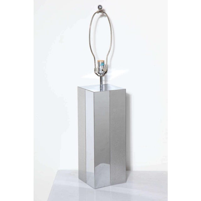Modern Paul Evans Style Brushed Aluminum and Polished Steel "Cityscape" Table Lamp, 1970's For Sale - Image 3 of 7