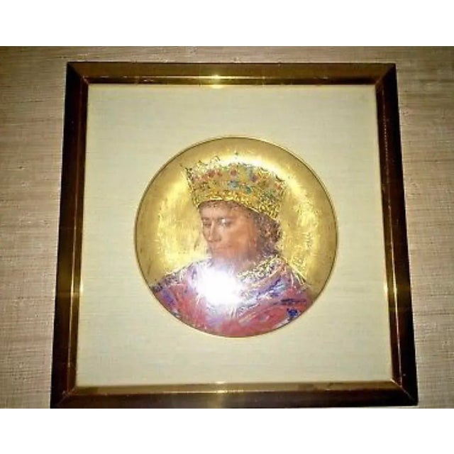 Edna Hibel David the King Plate in Gold Floating Frame For Sale - Image 9 of 13
