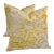 Contemporary Custom Schumacher “Modern Toile” Yellow 18” Pillows With Down Inserts - A Pair For Sale