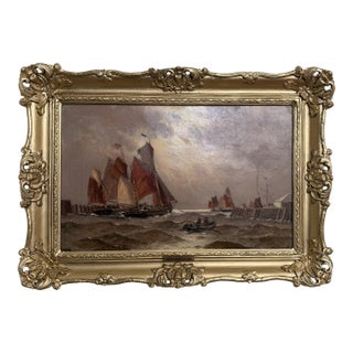 1868 George Anthony Waterstone British Antique Oil Painting Maritime Seascape For Sale