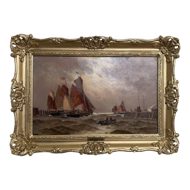 1868 George Anthony Waterstone British Antique Oil Painting Maritime Seascape For Sale