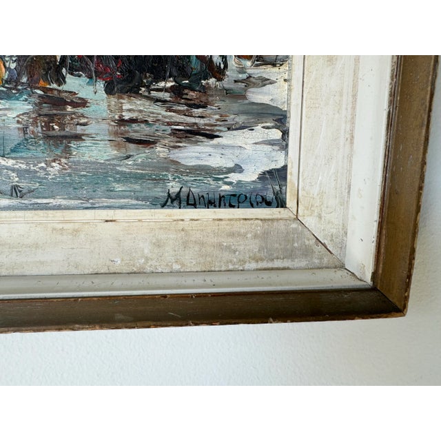 Vintage Winter Cabin in the Woods Landscape Oil Painting, Signed For Sale - Image 10 of 12