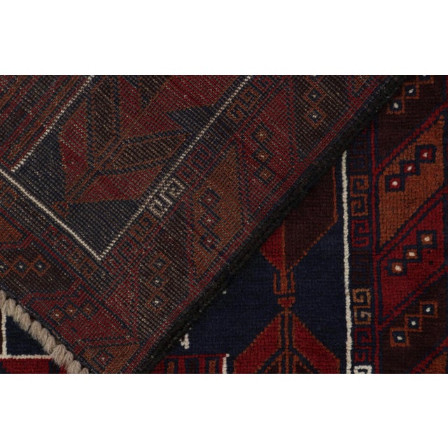 Textile Rug & Kilim’s Afghani Baluch Tribal Rug in Red With Geometric Patterns For Sale - Image 7 of 8