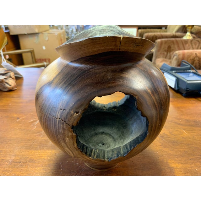 Late 20th Century Rustic Turned Wood Vase For Sale - Image 4 of 11