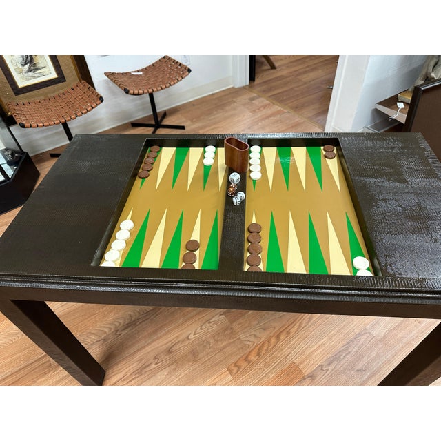 Mid 20th Century Faux Snakeskin Game Table with Removable Top For Sale In Palm Springs - Image 6 of 18