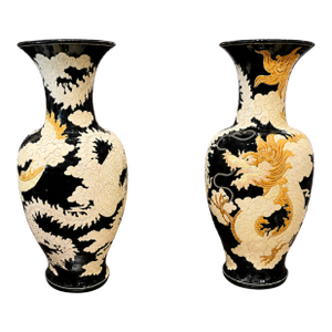 Pair of Late 19th Century English Dragon Vases in Chinese Yen Yen Form