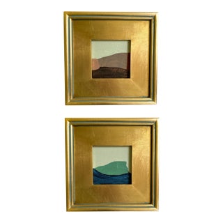 "Horizons" Pair of Framed Mini Paintings by Jessalin Beutler For Sale