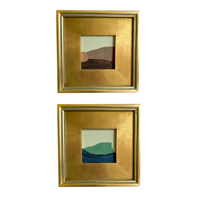 "Horizons" Pair of Framed Mini Paintings by Jessalin Beutler For Sale