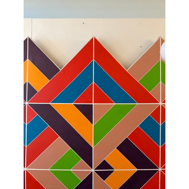 Artist Joseph Kremer Abstract Geometric Hard - Edge Acrylic on Canvas on Wood Frame Signed and Dated For Sale - Image 9 of 12