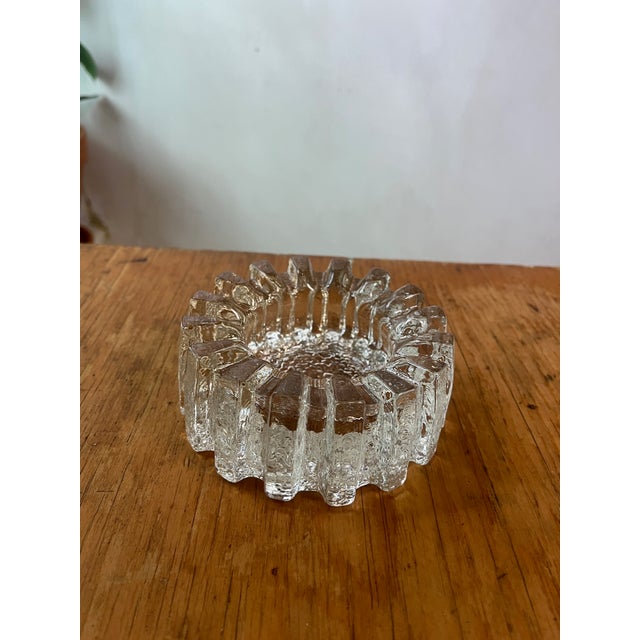 Mid-Century Modern MCM Swedish Cast Glass Brutalist Design Eva Englund Crystal Ice Ashtray For Sale - Image 3 of 10