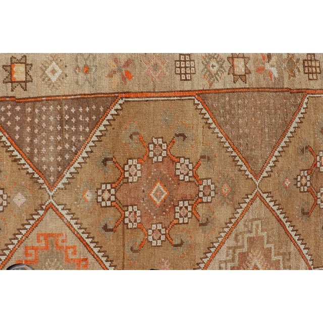 Vintage Turkish Kars Gallery Runner in Brown Color, Tan, Taupe and Orange 5'9 X 13'4 For Sale In Atlanta - Image 6 of 10