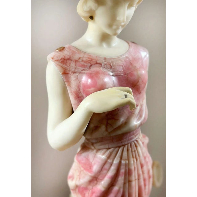 Late 19th Century Italian Marble & Alabaster Sculpture With Pedestal For Sale In Los Angeles - Image 6 of 8