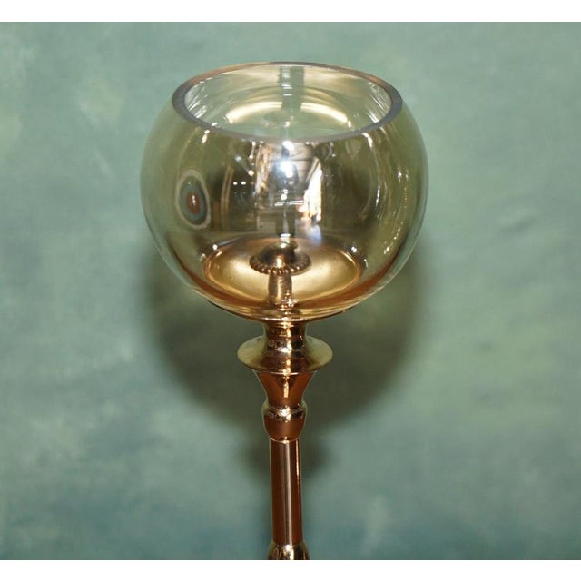 Brass Finish an Glass Candleholders, Set of 4 For Sale - Image 11 of 17