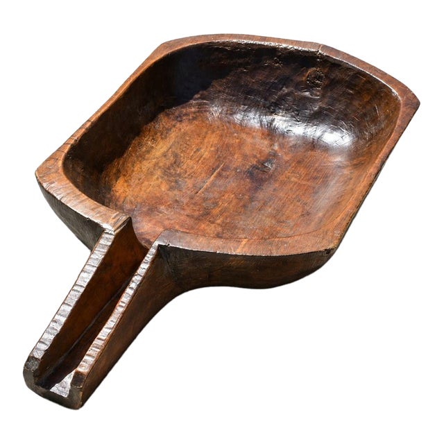 This 14.4-lb, 39" wide, monumental 19th-century Chinese wooden trough is hand carved from a single massive block of solid...