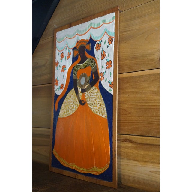 A very striking original art piece which is made on a thin sheet of wood which has been painted with a beautiful voodoo...