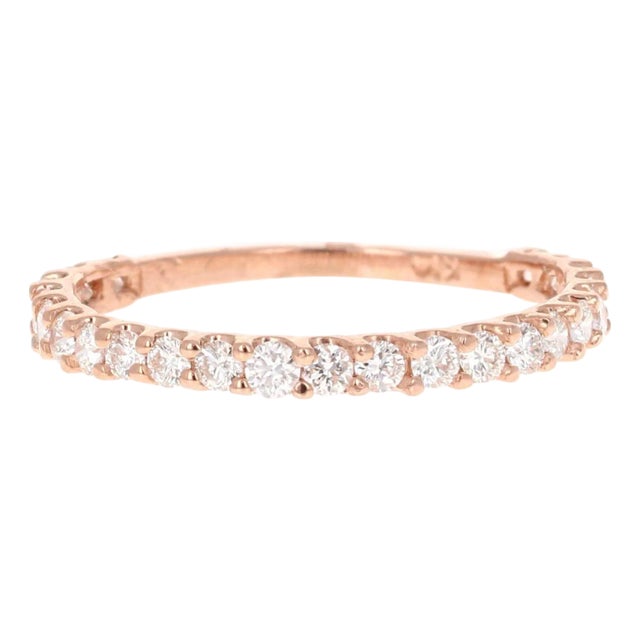 0.64 Carat Diamond 14 Karat Rose Gold Stackable Band, Size 7.75 For Sale