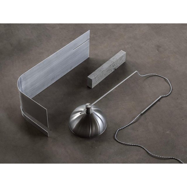 Metal Equo 3.0 Floor Lamp in Aluminum with Travertine and Stainless Steel by D´ARK Atelier For Sale - Image 7 of 9