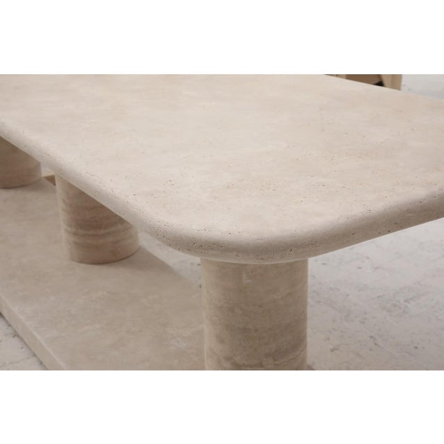 Large Sculptural Travertine Dining Table with Thick Top by My Habitat Design For Sale - Image 11 of 14