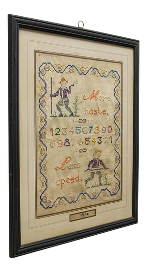 1896 Framed Sampler English Cross-Stitch