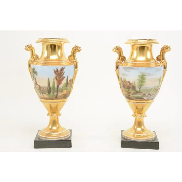 Antique Early 19th Century Porcelain Decorated Mounted Urns - A Pair For Sale - Image 11 of 13