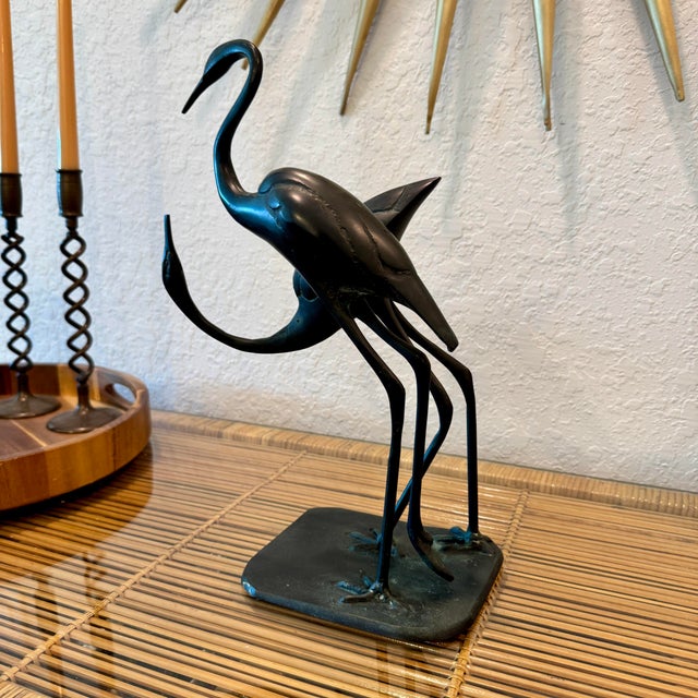 Mid-Century Modern Vintage Andrea by Sadek Bronze Crane Sculpture For Sale - Image 3 of 12