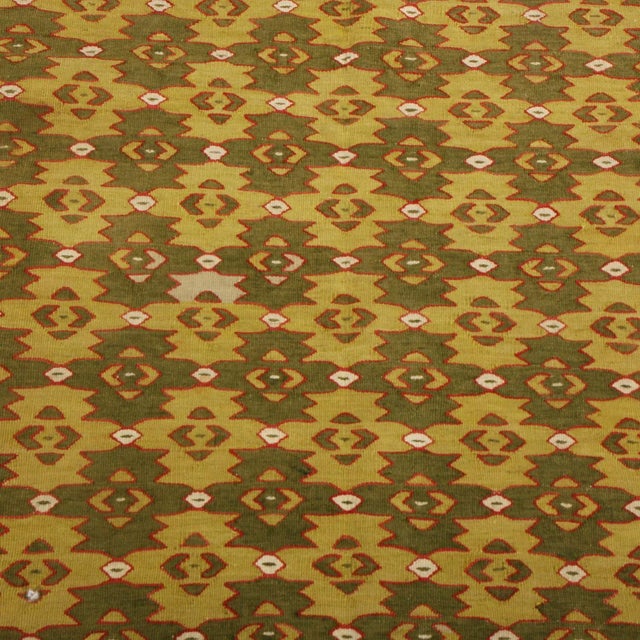 Vintage Mid-Century Sarkoy Geometric Beige-Brown and Green Wool Kilim Rug- 4′ × 6′4″ For Sale - Image 4 of 6