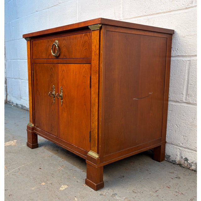 Late 20th Century Late 20th Century French Empire Style Cherry and Burled Wood Nightstand by Baker Furniture For Sale - Image 5 of 15