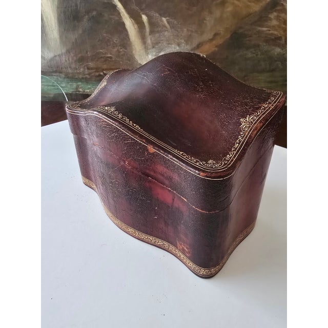 A good vintage original mid century modern Italian leather bound large box . A true Italian signed designer piece with 24k...