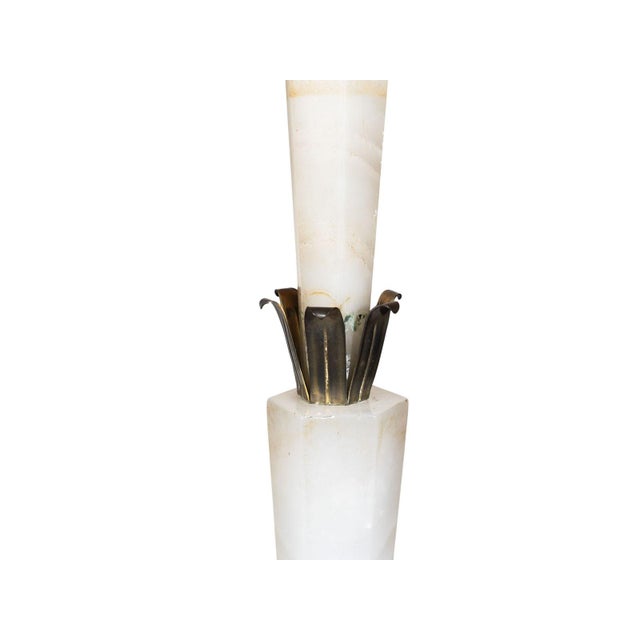 Antique Alabaster and Bronze Stacked Floor Lamp For Sale - Image 4 of 5