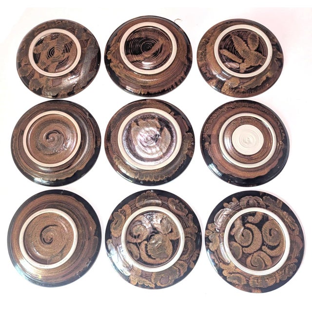 1990s Studio Pottery Glazed Stoneware Plates, Lates, Set of 9 For Sale - Image 17 of 17