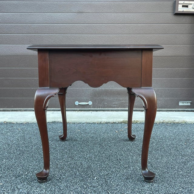 Wood 2000s Ethan Allen Georgian Court Queen Anne Solid Cherry Side or End Table With Drawer For Sale - Image 7 of 11