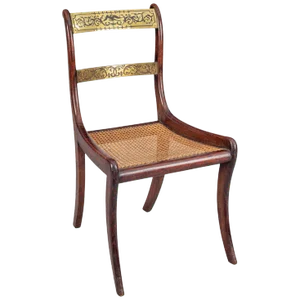 Regency Simulated Rosewood and Brass Side Chair