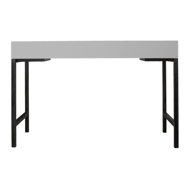 Wood Maple Writing Desk - Light Gray For Sale - Image 7 of 8