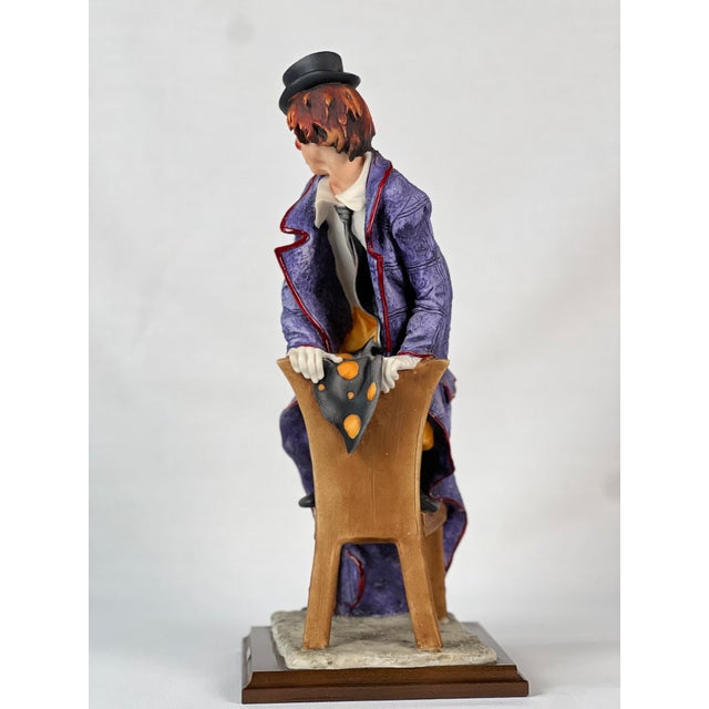 1980s Giuseppe Armani Signed “Clown on Chair” Italian Sculpture Figurine For Sale - Image 10 of 11