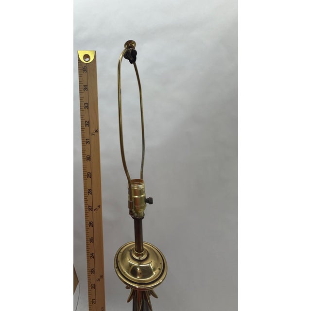 Vintage Signed Stiffel Neoclassical Brass and White Enamel Column Table Lamp For Sale - Image 6 of 11