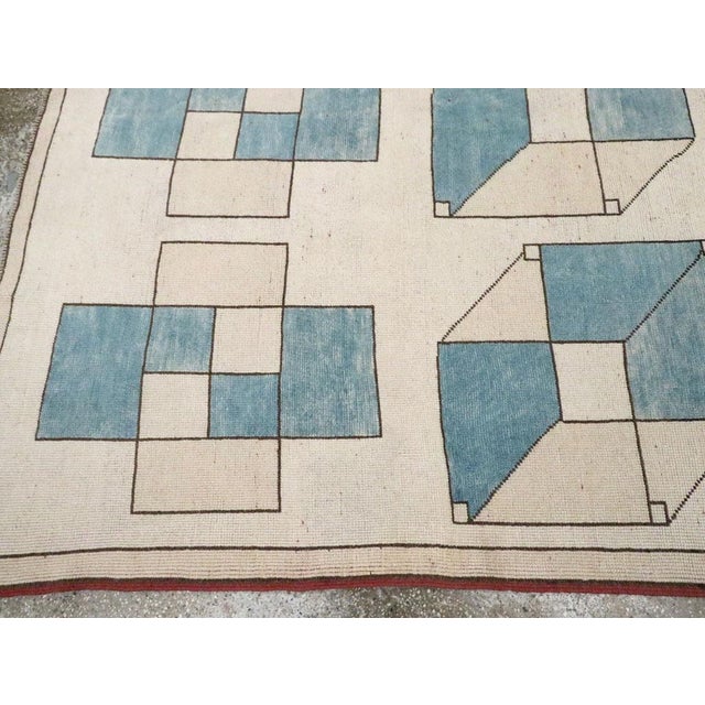 Textile Galerie Shabab Collection Mid-20th Century Turkish Art Deco Style Accent Rug For Sale - Image 7 of 10