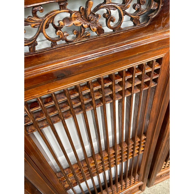 Mid 19th Century Chinese Antique Carved Panel Wall Hanging Set of 5 For Sale - Image 4 of 10