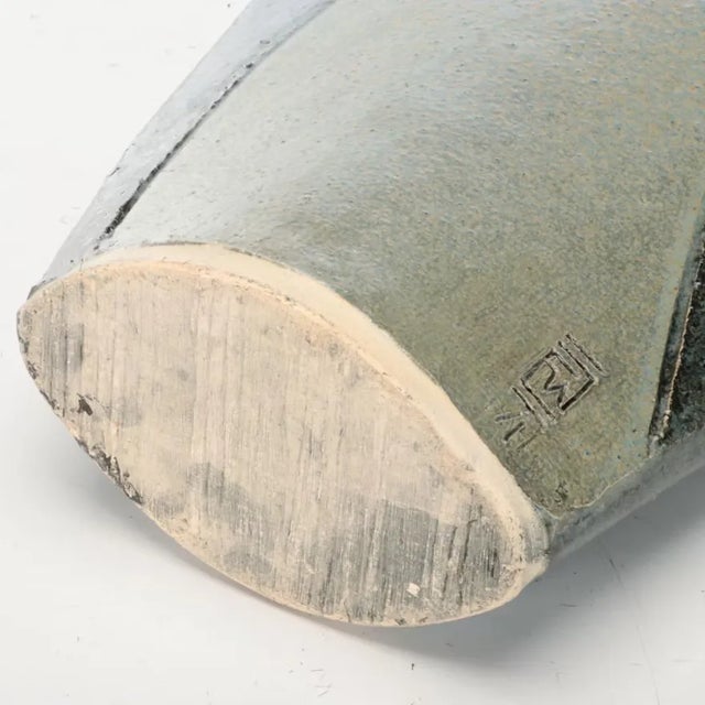 Blue Fred Wiesener Art Deco Ceramic Clay Standing Lady Vessel Decanter 28.5” For Sale - Image 8 of 13