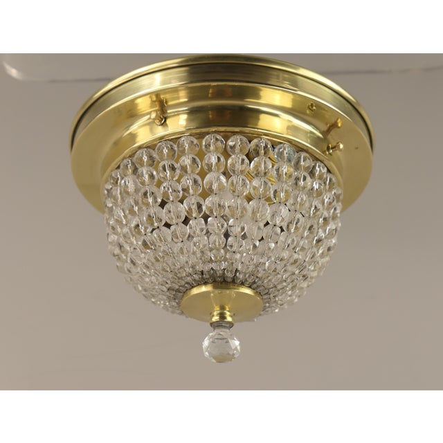 Brass Ceiling Light with Faceted Crystal Glass Beads, France, 1920s For Sale - Image 4 of 10