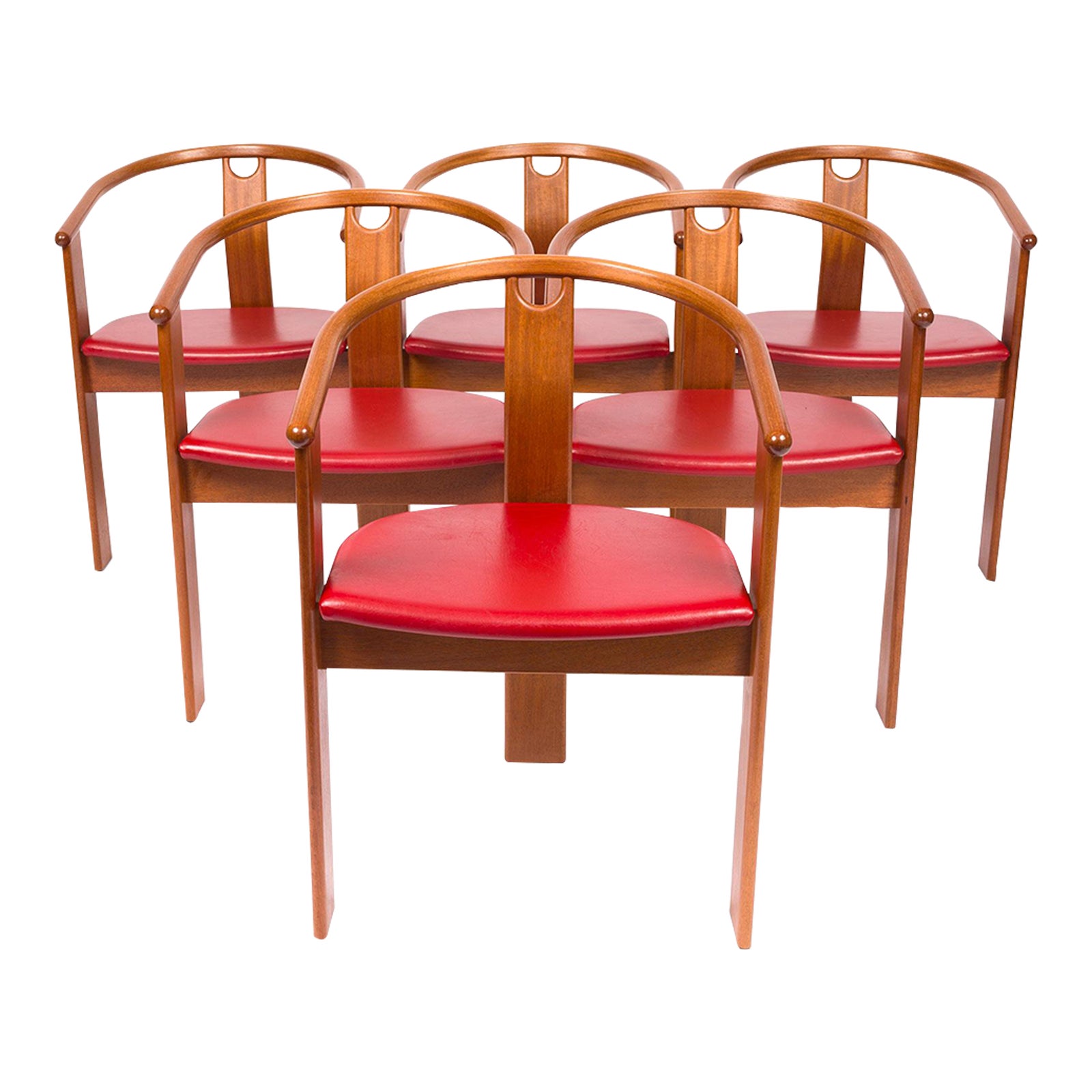 Landerholm & Lund Danish Mid Century Tripod Dining Chairs in Teak Set