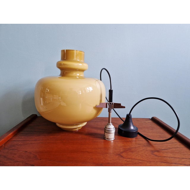 Scandinavian Pendant Light in Mustard-Colored Opaline Glass by Hans-Agne Jakobsson for Staff Leuchten, 1970s For Sale - Image 13 of 15