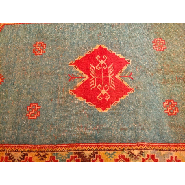Tribal Vintage Moroccan Rug, Hand-Knotted Wool, Geometric Pattern, Green & Yellow, 4’ X 6’ For Sale - Image 3 of 18