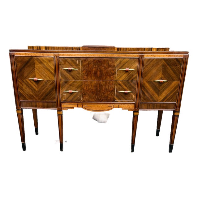 1930s Art Deco Waterfall Walnut Buffet Sideboard - Model G-373 For Sale