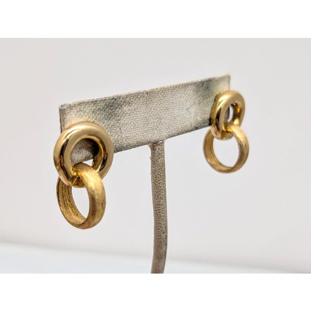 Modern Vintage 1980s Signed Givenchy Goldtone Loop Drop Pierced Earrings-2 Pieces For Sale - Image 3 of 9